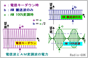 Fig.HE0304_a 電信波とAM変調波の実波形