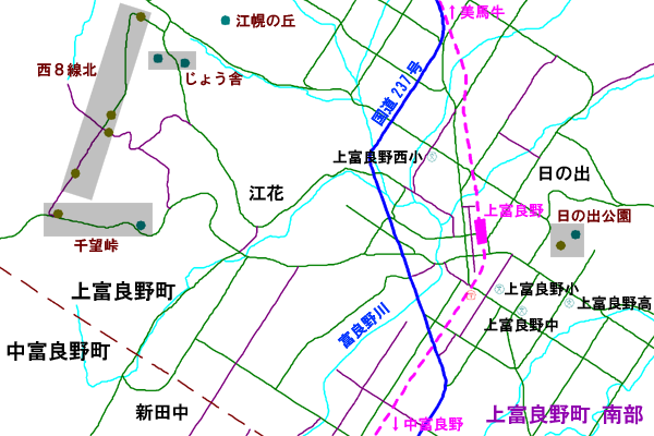 索引地図.上富良野南部