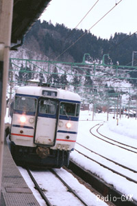上越線下り 越後川口駅 1987年3月9日