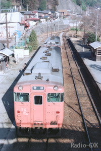 大間々駅での交換待ち 1987年1月3日