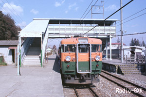 下り 文挟駅での交換待ち 1987年3月5日