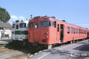 大金駅での交換 1987年3月5日